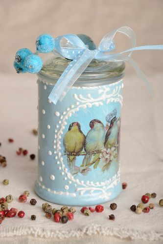 Contenitore per alimenti fatto a mano barattolo per alimenti colore azzurro - MADEheart.com