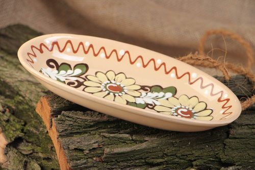 Vaisselle de créateur plat à poisson céramique avec peinture fait main - MADEheart.com