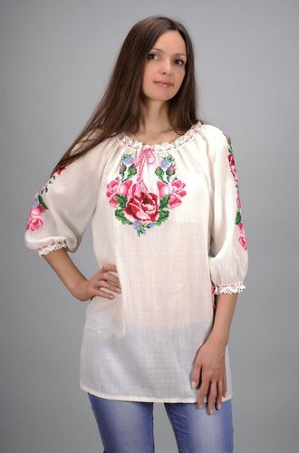 Ethnic blouse Vyshyvanka with roses - MADEheart.com