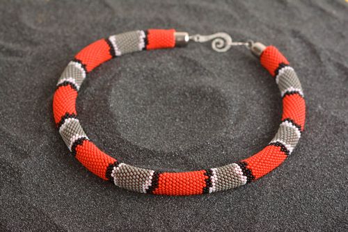 Handmade beaded cord necklace stylish accessory elegant female neckalce - MADEheart.com
