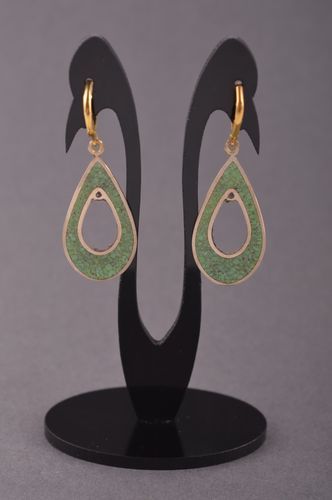 Pendientes piedras naturales y latón aretes artesanales bisutería de mujer  - MADEheart.com