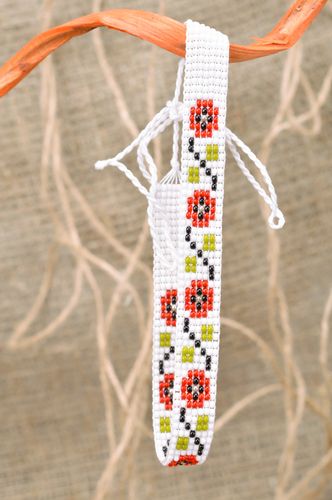 Collar de abalorios trenzado hecho a mano de etilo étnico femenino original - MADEheart.com