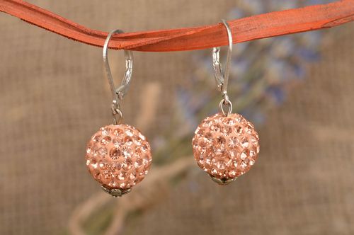 Boucles doreilles boules Bijou fait main avec strass Cadeau pour femme - MADEheart.com