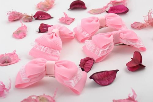 Fermagli per capelli fatti a mano di nastri accessori da donna dautore 4 pz - MADEheart.com