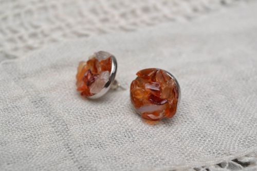 Stud earrings with cornelian - MADEheart.com