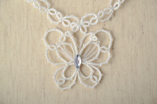 Woven necklace with beads Butterfly - MADEheart.com