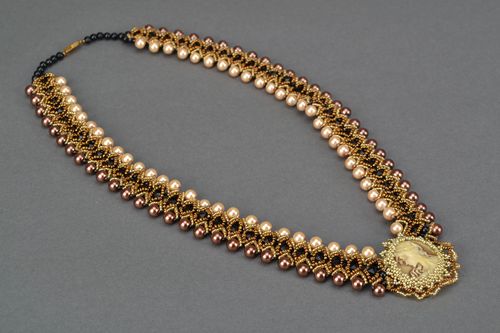 Collier en perles de rocaille Camée original - MADEheart.com