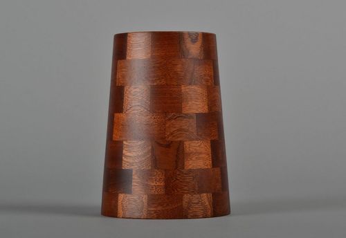 5 inches pyramid wooden can vase for desk décor 0,5 lb - MADEheart.com