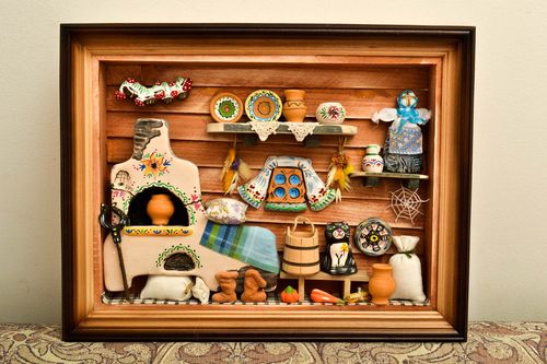 Handmade wall panel wood craft pottery works small gifts decorative use only - MADEheart.com