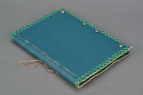 Notebook with blue artificial leather cover - MADEheart.com
