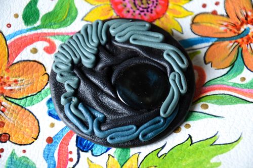 Handmade leather brooch designer accessory coat brooch leather jewelry - MADEheart.com