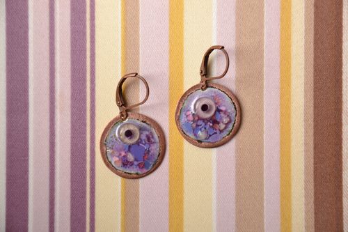 Enamel painted copper round earrings - MADEheart.com