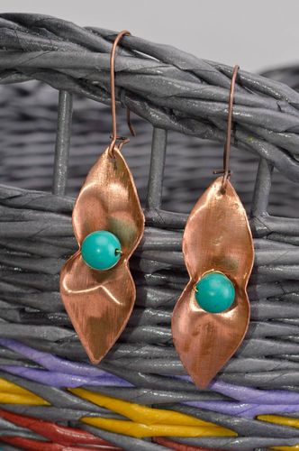 Handmade earrings unusual accessories designer jewelry copper earrings - MADEheart.com