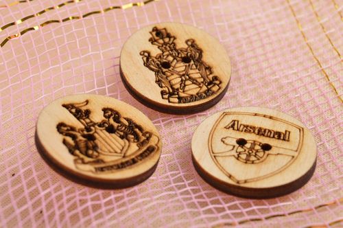 Handmade plywood blank wooden button 3 pieces needlework accessories gift ideas - MADEheart.com