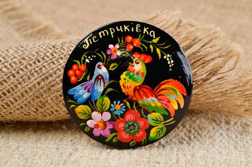 Magnet frigo fait main Aimant original en bois peint noir rond Déco cuisine - MADEheart.com