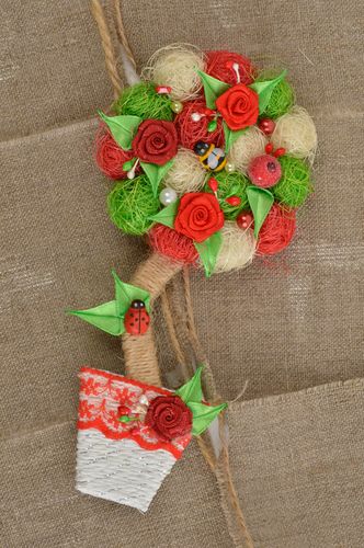 Aimant frigo fait main Magnet décoratif arbre vert-rouge Décoration frigo - MADEheart.com