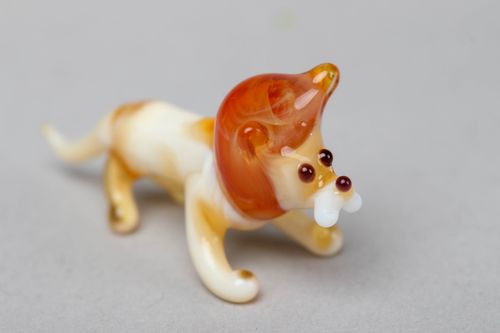 Collectible lampwork glass statuette of lion - MADEheart.com