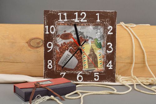 Reloj cuadrado hecho a mano de madera decoración de paredes regalo original - MADEheart.com