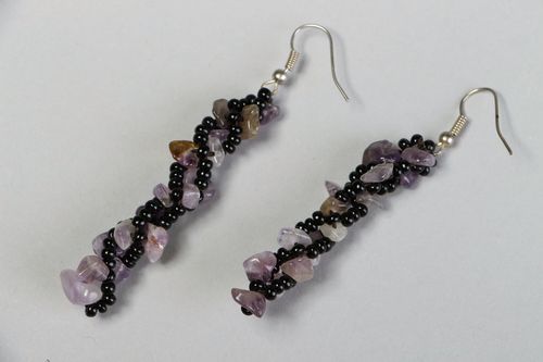 Earrings with Czech beads and amethyst - MADEheart.com