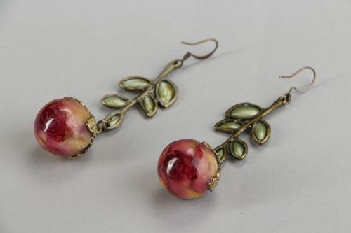 Long earrings Rose in ball - MADEheart.com