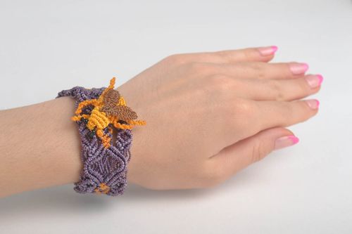 Beautiful bracelet and brooch textile jewelry set handmade accessories - MADEheart.com