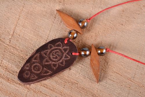 Handmade leather pendant unusual pendant for girls gift ideas leather accessory - MADEheart.com