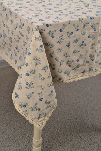 Rectangular cotton and polyamide tablecloth with flower print - MADEheart.com