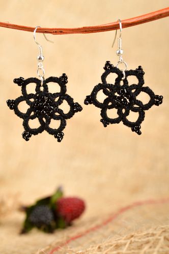 Handmade Ohrringe Occhi Schmuck schwarze Ohrringe Accessoires für Frauen Blumen - MADEheart.com