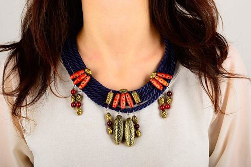 Beautiful handmade beaded necklace womens textile necklace fashion trends - MADEheart.com