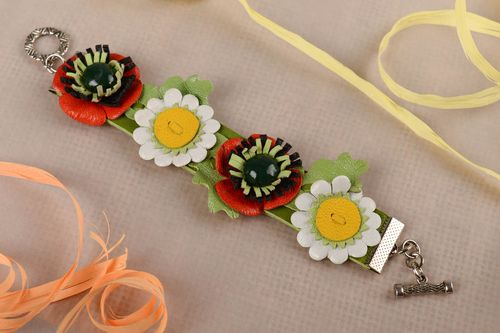 Handmade leather bracelet elegant wrist bracelet cute female accessory - MADEheart.com