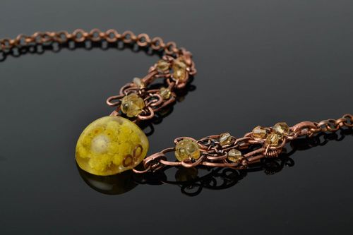 Unusual handmade wire wrap necklace beautiful jewellery metal necklace design - MADEheart.com