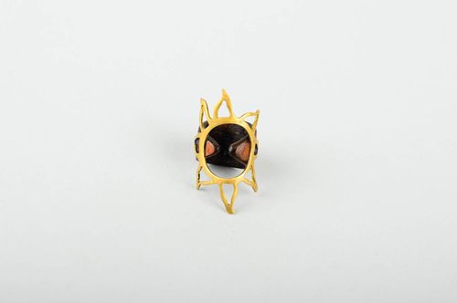 Кольцо ручной работы металлическое украшение кольцо из кожи женское стильное - MADEheart.com