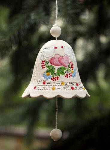 Clochette céramique Pigeons faite main - MADEheart.com