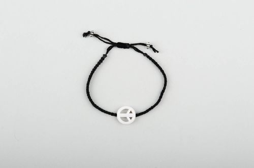 Handmade black elegant bracelet unusual textile bracelet beautiful jewelry - MADEheart.com