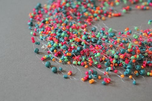 Crochet bead necklace with a fishing line - MADEheart.com