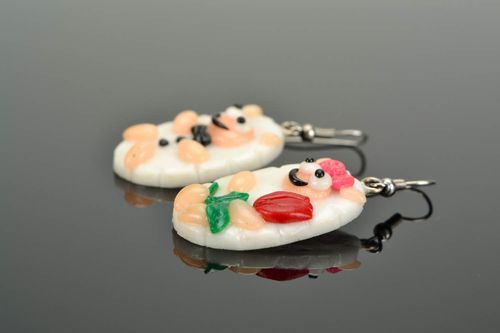 Pendientes de arcilla polimérica “Ovejas” - MADEheart.com