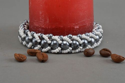 Handmade female bracelet unusual stylish jewelry beautiful beaded accessory - MADEheart.com