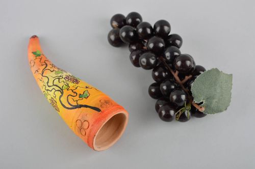 Trink Horn handgefertigt Keramik Behälter Geschenk für Männer bemalt schön - MADEheart.com