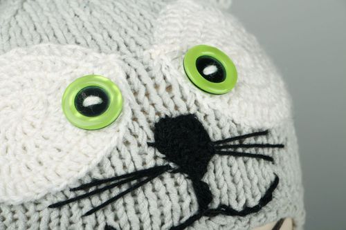 Bonnet hiver tricoté Petit chat - MADEheart.com