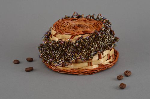 Collar de abalorios hecho a mano marrón regalo para mujer bisutería artesanal - MADEheart.com