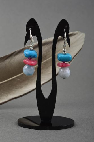 Handmade earrings with agate pendants designer women accessory idea for gift - MADEheart.com