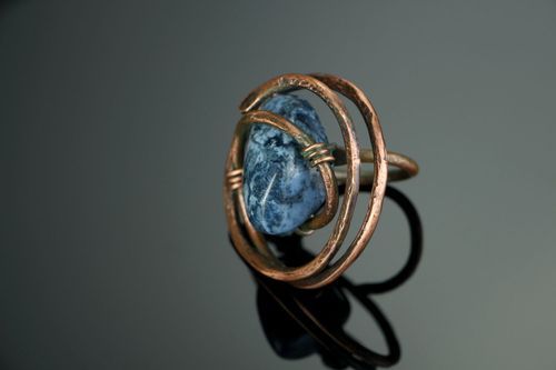 Copper ring with dumortierite - MADEheart.com