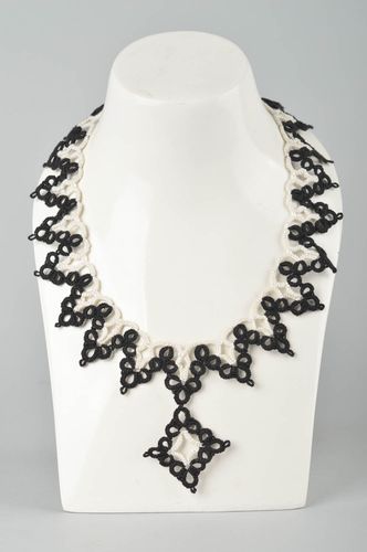 Unusual handmade woven lace necklace textile necklace beautiful jewellery - MADEheart.com