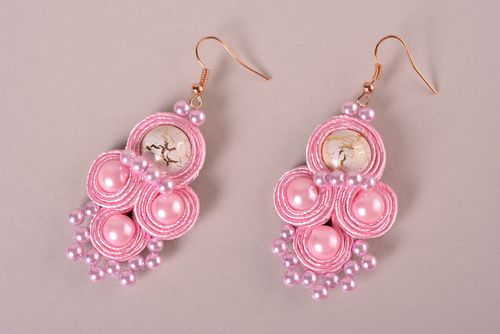 Boucles doreilles originales Bijou fait main roses soutache Cadeau femme - MADEheart.com