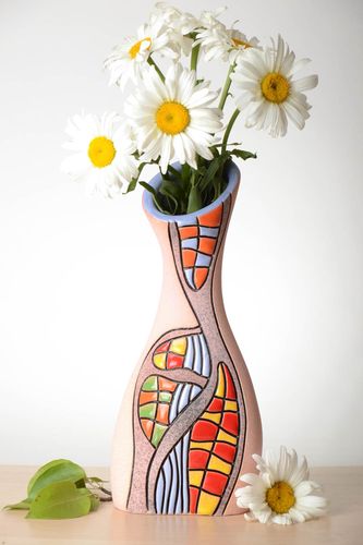 Vase à fleurs multicolore Vase fait main en céramique Cadeau pour femme - MADEheart.com