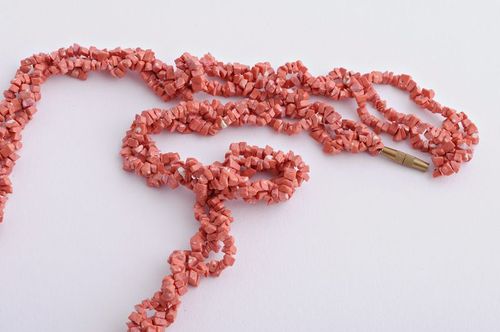 Coral long beaded necklace - MADEheart.com