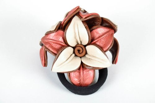 Leather flower scrunchy  - MADEheart.com
