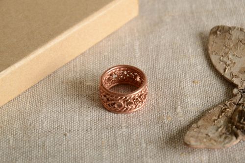 Unusual handmade metal ring copper ring design fashion accessories for girls - MADEheart.com