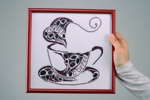 Quadro lindo com bordados feito à mão Chávena de café - MADEheart.com