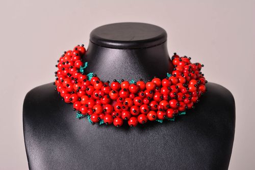 Handmade soutache necklace red soutache necklace beaded jewelry women gifts  - MADEheart.com